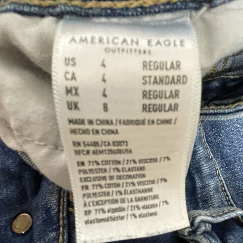 American Eagle Distressed Skinny Jeans Women Size 4 Stretch - Picture 4 of 6